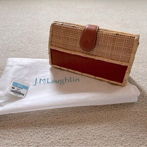 J. Mc Laughlin Clutch Bamboo with saddle, leather trim